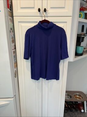 Chicos Blue Short Sleeve Turtleneck size 2=12/14
